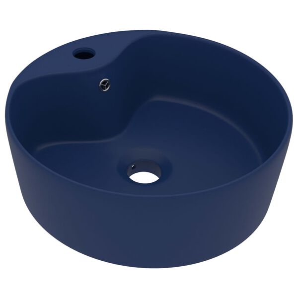 vidaXL Luxury Wash Basin with Overflow Matt Dark Blue 14.2x5.1" Ceramic
