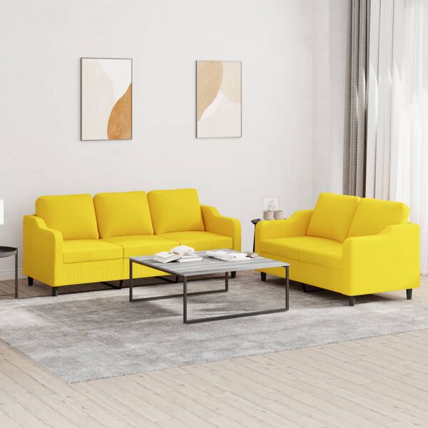 vidaXL Sofa Set Light Yellow
