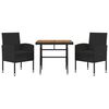 vidaXL Outdoor Dining Set Black PE rattan, steel, solid acacia wood Small