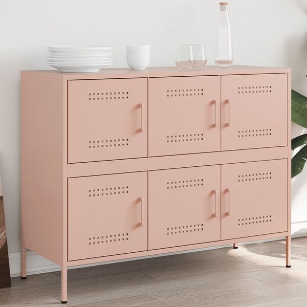 vidaXL Sideboard Pink Cold-rolled steel Medium Sideboard Rectangular