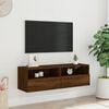 vidaXL TV Wall Cabinet Brown Oak 39.4x11.8x11.8" Engineered Wood