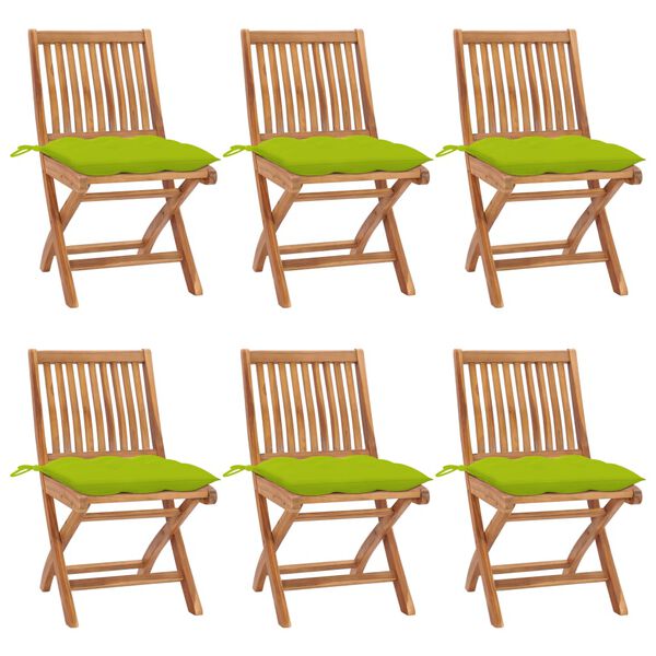 vidaXL Patio Chair Set of 6 Teak Solid teak wood Standard Foldable