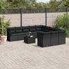 vidaXL Garden Sofa Set Black PE Rattan, Powder-Coated Steel, Tempered Glass
