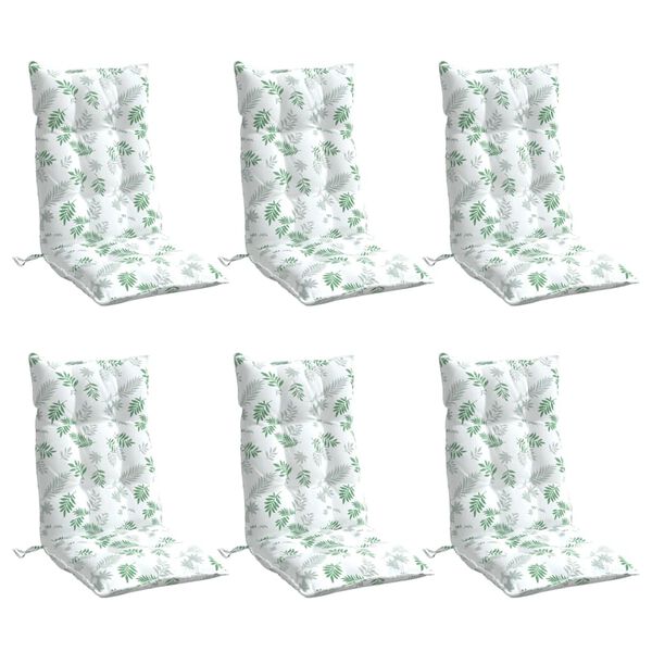 vidaXL Highback Chair Cushion Set of 6 Leaf pattern Oxford fabric