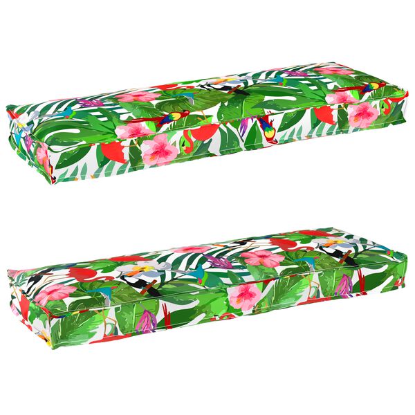 vidaXL Pallet Cushion Set Floral 2 pcs Tropical jungle 120 x 40 x 8 cm