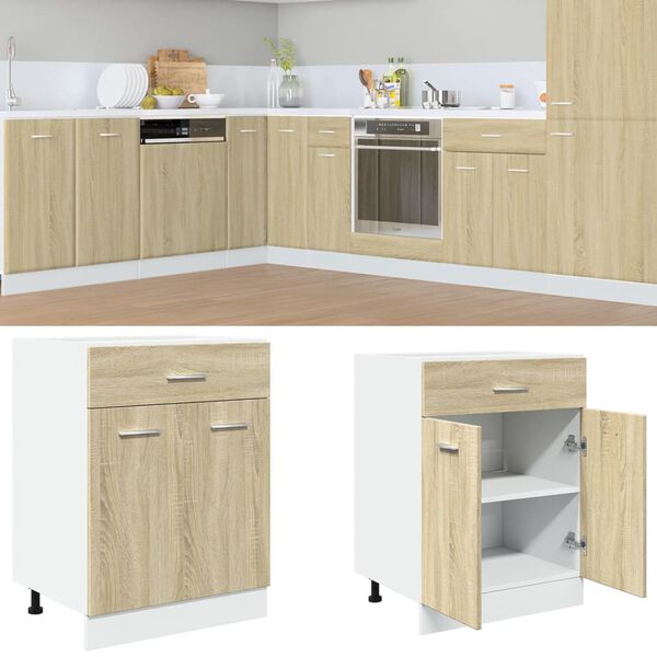 vidaXL Drawer Bottom Cabinet Sonoma Oak Engineered Wood Standard