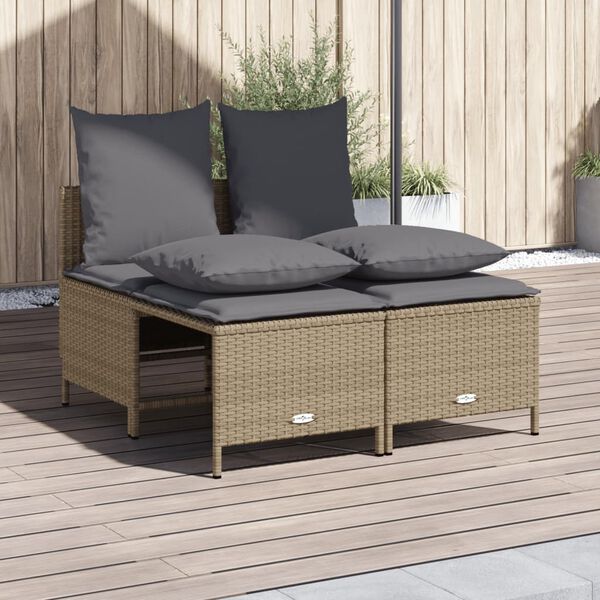 vidaXL Garden Sofa Set Beige and Light Grey PE rattan Modular