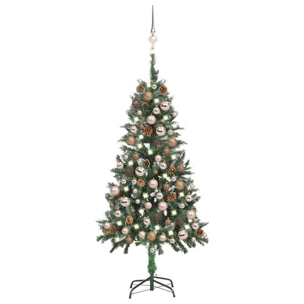 vidaXL Artificial Pre-lit Christmas Tree with Ball Set&Pine Cones 59.1"