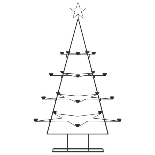vidaXL Metal Christmas Tree Black Powder-coated steel 55.1 in tall