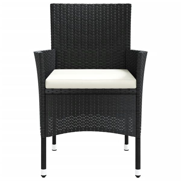 vidaXL Garden Chair Black PE Rattan, Steel, Polyester Foam Medium