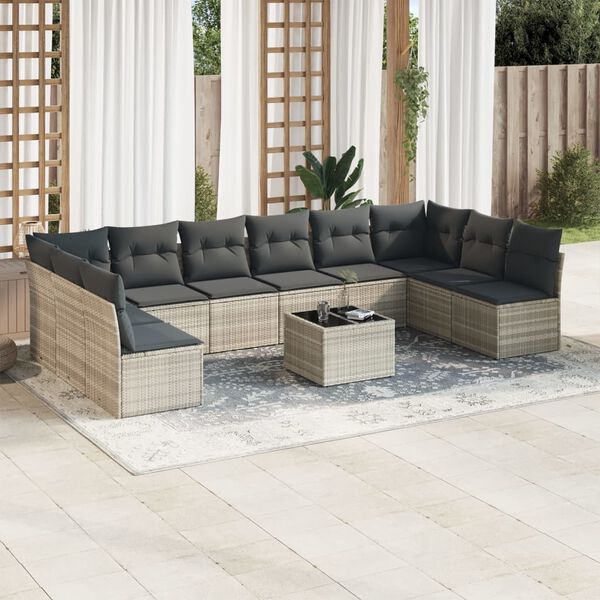 vidaXL Garden Sofa Set Light Grey and Dark Grey Poly Rattan Large