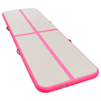 vidaXL Inflatable Gymnastics Mat with Pump 236.2"x39.4"x3.9" PVC Pink