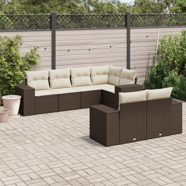 vidaXL Garden Sofa Set Brown PE Rattan Large Modular Garden Sofa Set