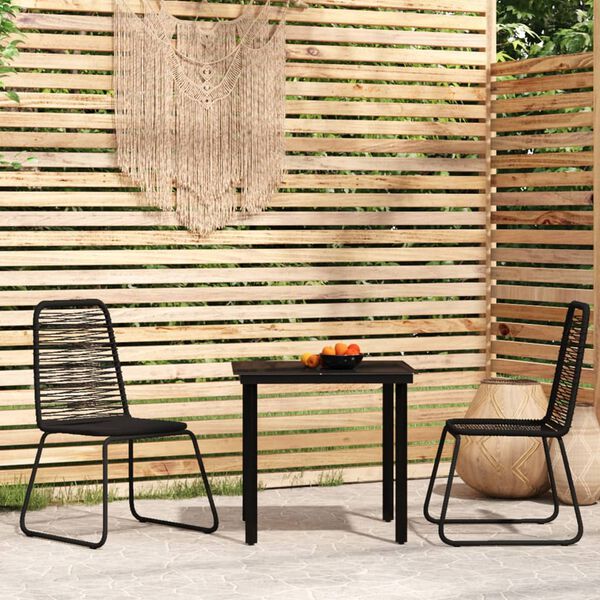 vidaXL Garden Dining Set Black Powder-coated steel, glass, PE rattan