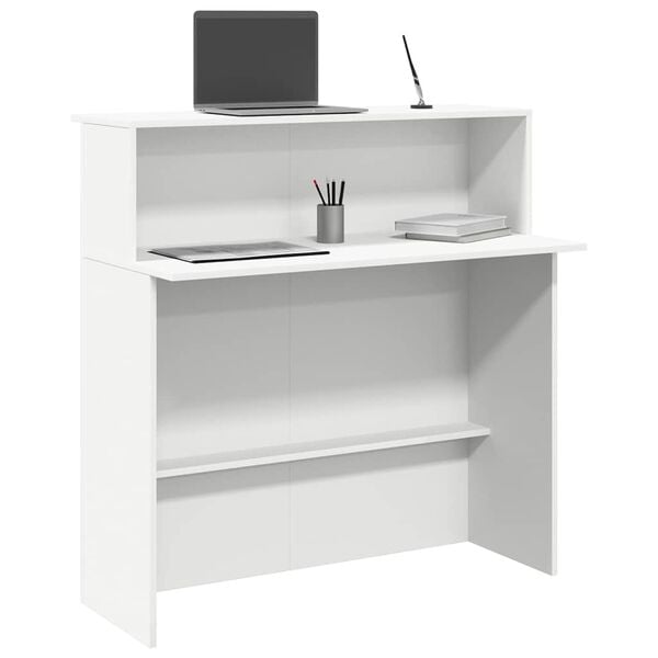 vidaXL Reception Desk White Engineered Wood Standard Reception Desk