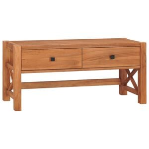 vidaXL TV Cabinet Natural Teak Teak Wood, Plywood Medium TV Cabinet