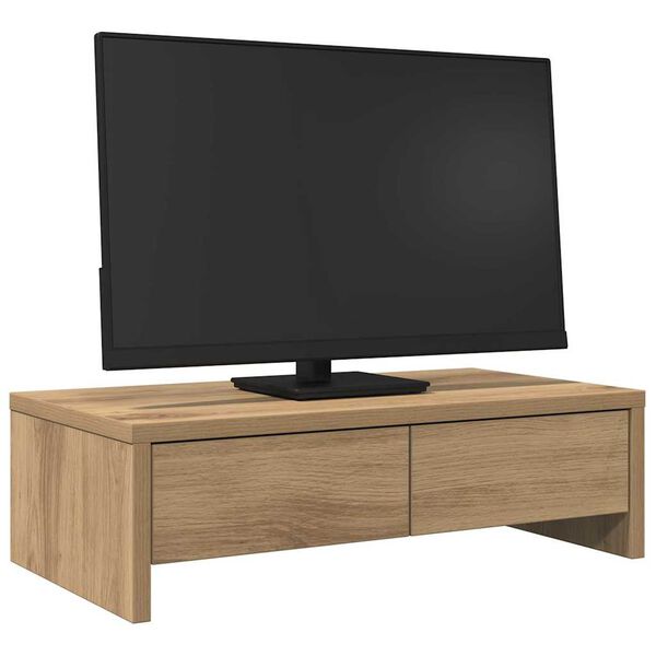 vidaXL Monitor Stand with Drawers Artisian Oak 19.7x10.6x5.9" Engineered Wood