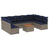vidaXL 10 Piece Patio Sofa Set with Cushions Gray Poly Rattan