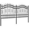 vidaXL Garden Fence with Spear Top Black 94.5"x39.4" Powder-coated Steel