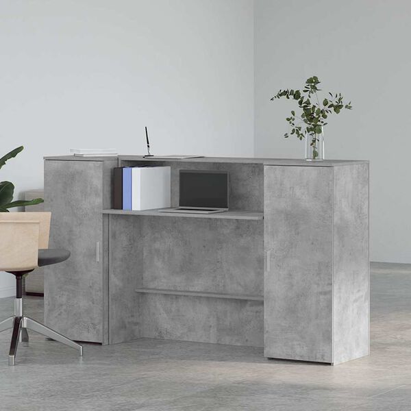 vidaXL Reception Desk Concrete gray Engineered wood 70.9 in