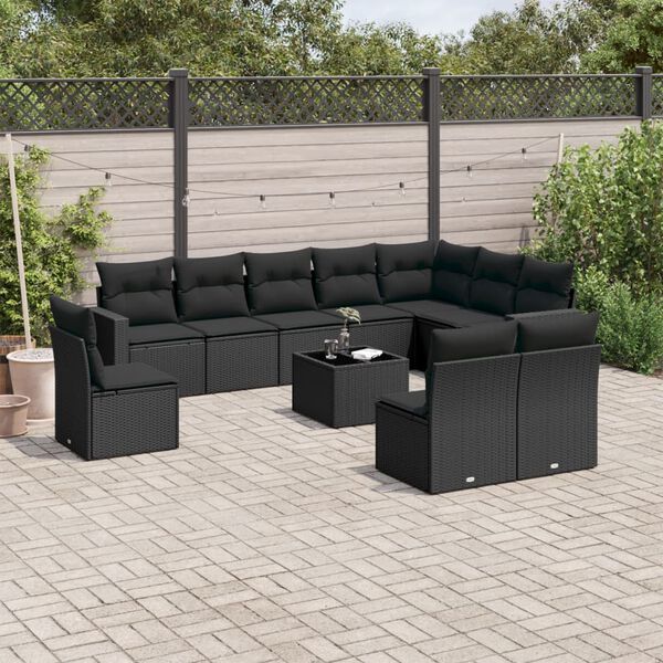 vidaXL Patio Sofa Set Black
