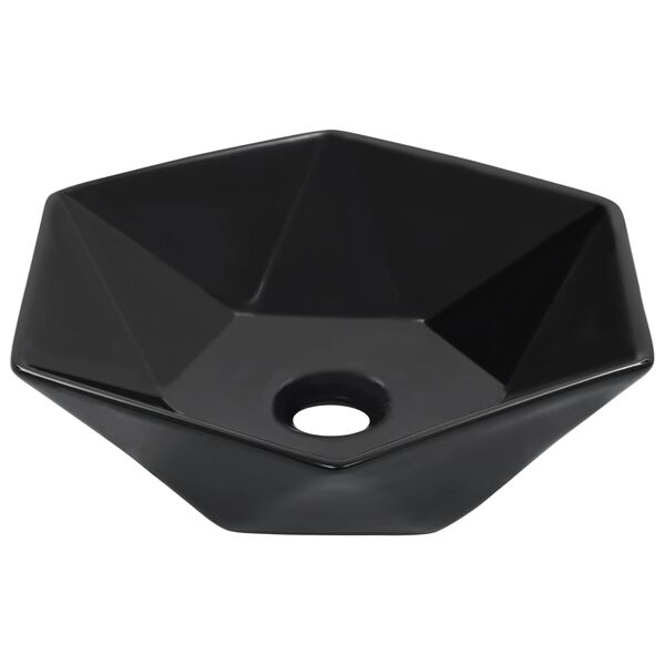 vidaXL Wash Basin 16.1x14.4x4.7" Ceramic Black