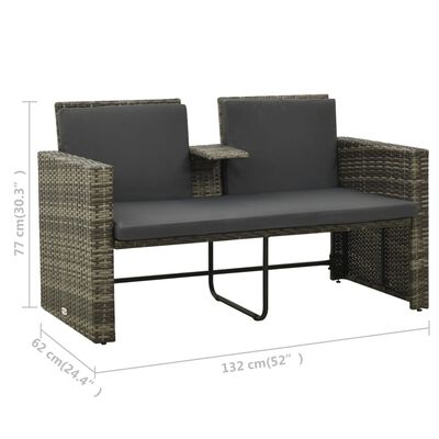 vidaXL 3 Piece Patio Lounge Set with Cushions Poly Rattan Gray