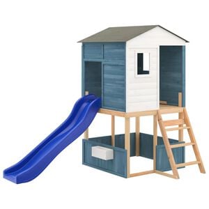 vidaXL Outdoor Playset Blue Solid Fir Wood Medium Tough