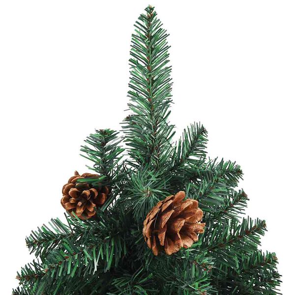 vidaXL Slim Pre-lit Christmas Tree with Ball Set Green 59.1" PVC
