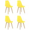 vidaXL Dining Chair Set of 4 Yellow Polypropylene, Beechwood Standard