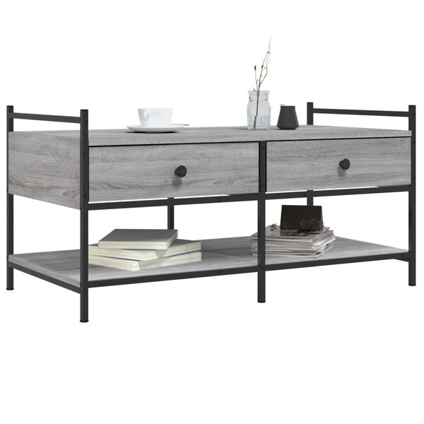 vidaXL Coffee Table Grey Sonoma Engineered wood, metal Medium