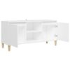 vidaXL TV Cabinet White Engineered Wood, Solid Eucalyptus Wood Medium