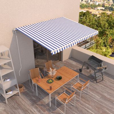 vidaXL Automatic Retractable Awning 157.5"x118.1" Blue and White