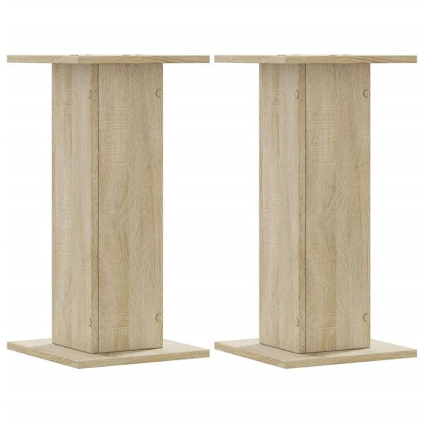 vidaXL Speaker Stands 2 pcs Sonoma Oak 11.8x11.8x23.6" Engineered Wood