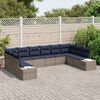 vidaXL Garden Sofa Set with Cushion 10 pcs Grey Poly Rattan