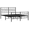 vidaXL Metal Bed Frame Black Powder-Coated Steel Double Bed Frame