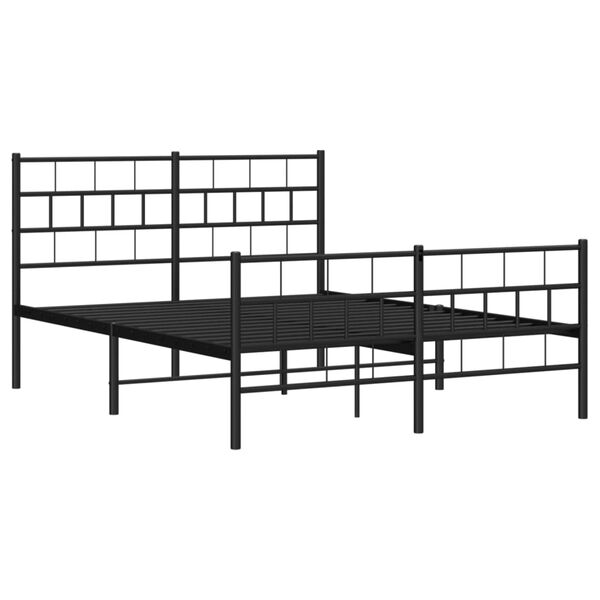vidaXL Metal Bed Frame Black Powder-Coated Steel Double Bed Frame