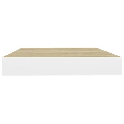 vidaXL Floating Wall Shelf Oak and White 15.7"x9.1"x1.5" MDF
