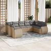 vidaXL Garden Sofa Set Beige PE Rattan Large Adjustable Armrests