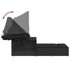 vidaXL Double Sun Lounger Black PE rattan, powder-coated steel Double