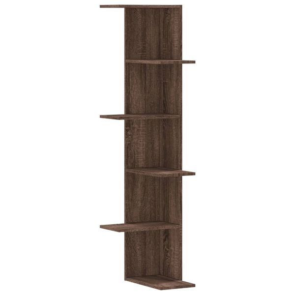 vidaXL Wall Corner Shelf Brown Oak Engineered wood Medium Wall mounting