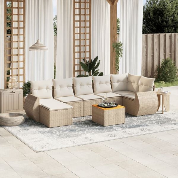 vidaXL Garden Sofa Set Beige, Cream White