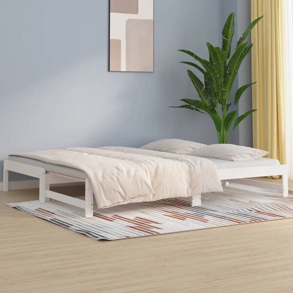 vidaXL Day Bed White Solid pinewood Double