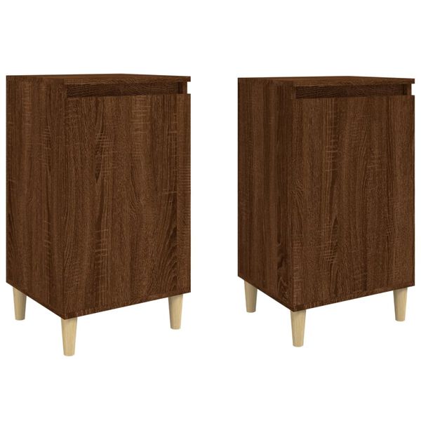 vidaXL Bedside Cabinet Set of 2 Brown Oak Engineered Wood Medium