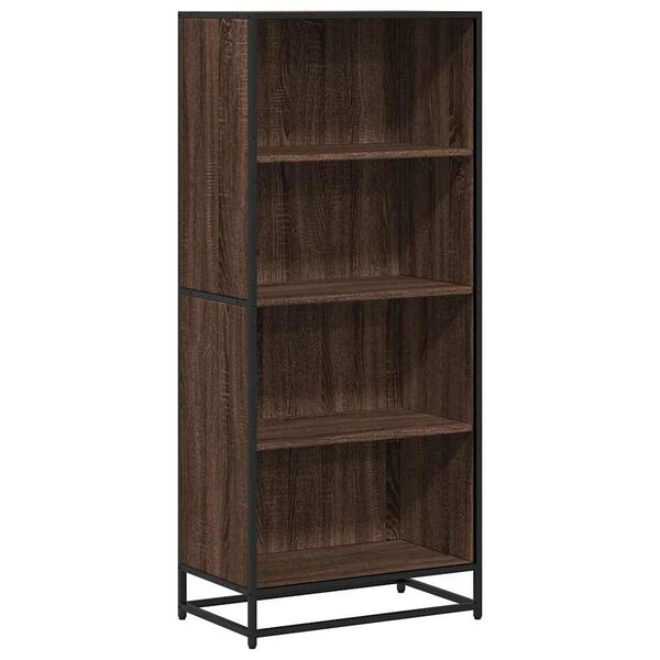 vidaXL Bookcase Brown oak Engineered wood, metal Medium Bookcase