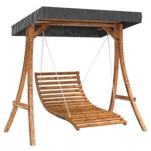 vidaXL Swing Bed Teak Finish Solid Spruce Wood Medium Swing Bed