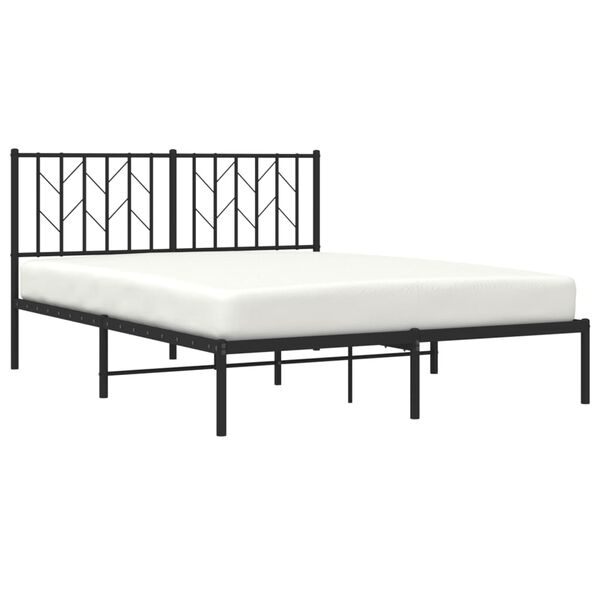 vidaXL Bed Frame Black Powder-Coated Steel Double Bed Frame