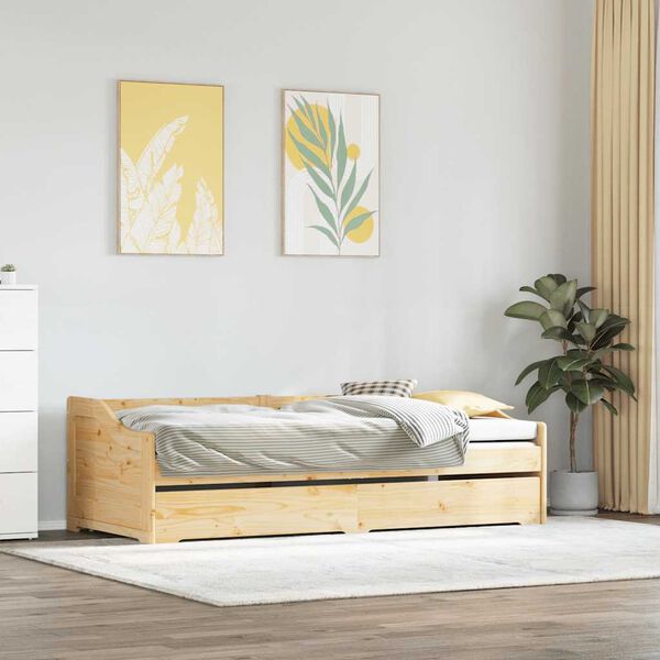 vidaXL Day Bed Natural wood Solid pinewood