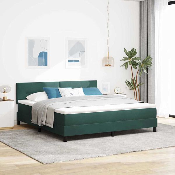 vidaXL Box Spring Bed with Headboard Dark green 70.9" x 78.7" Velvet