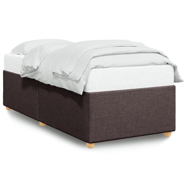 vidaXL Bed Frame Dark Brown Polyester, Plywood, Engineered wood